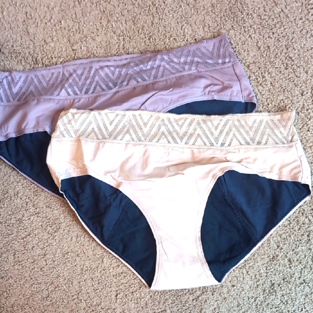 Thinx Period Lace Trim Panties - Purple and Cream
